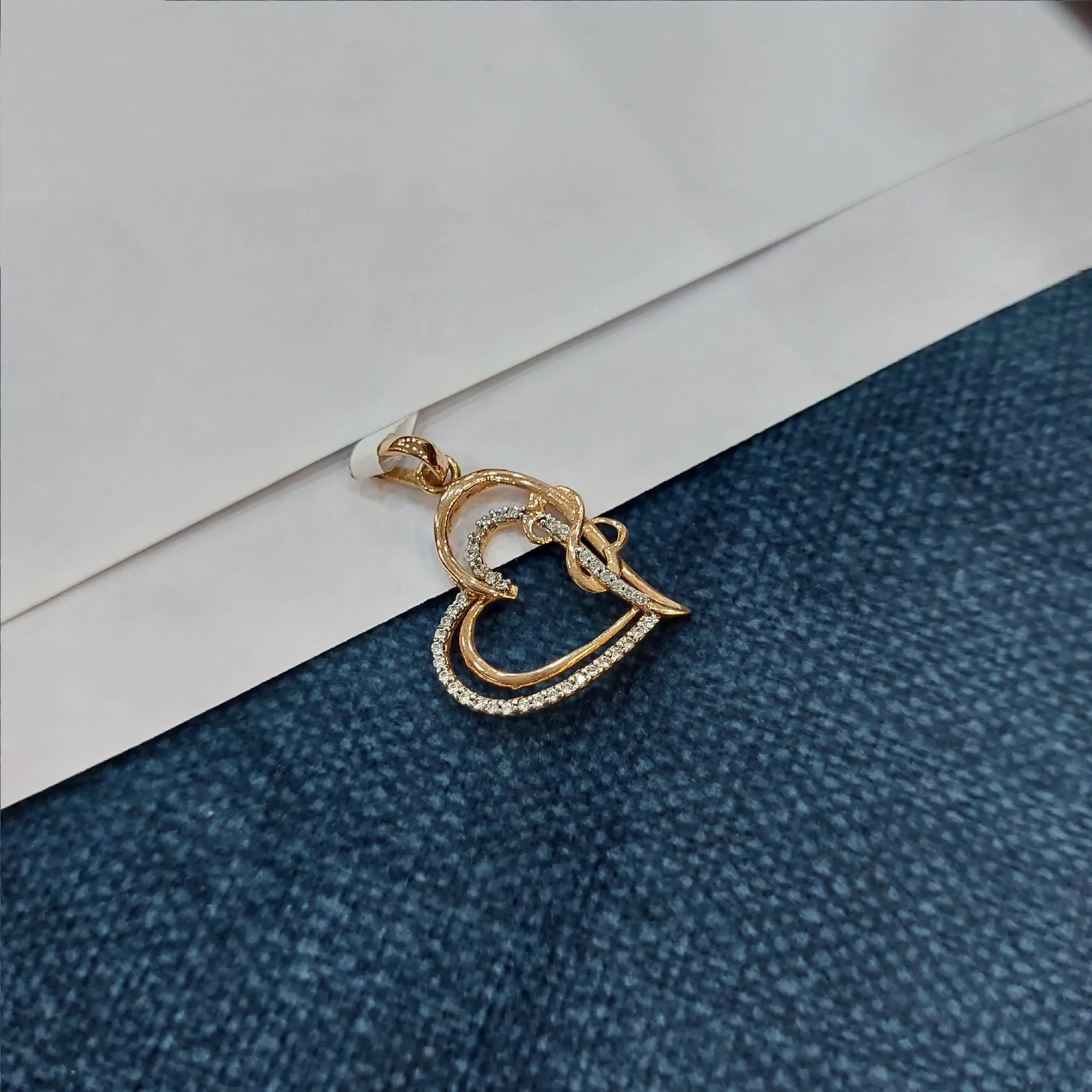 American Diamond Heart Shape Rose Gold Pendant