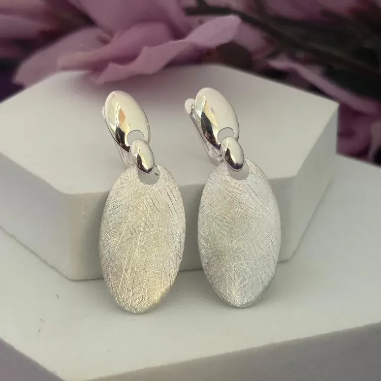 Long silver earring