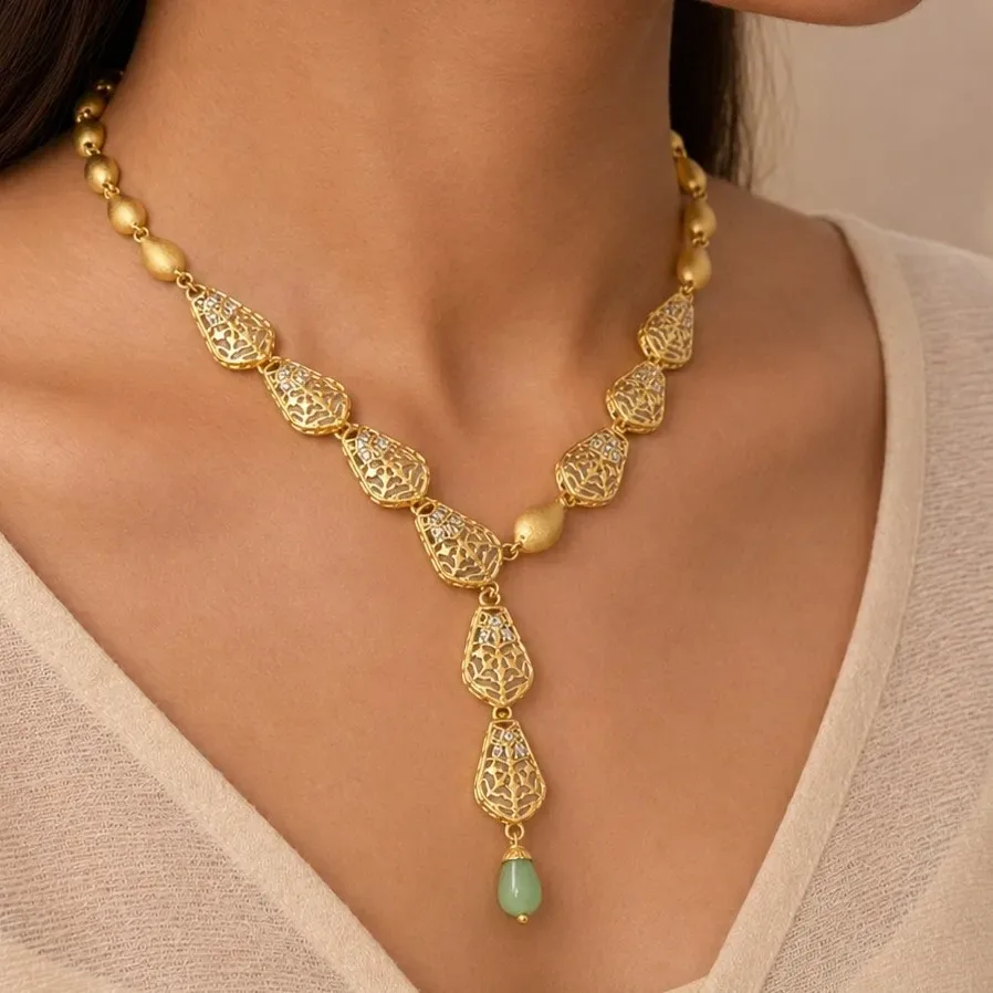 18k Gold Minimalist Drop Necklace Set