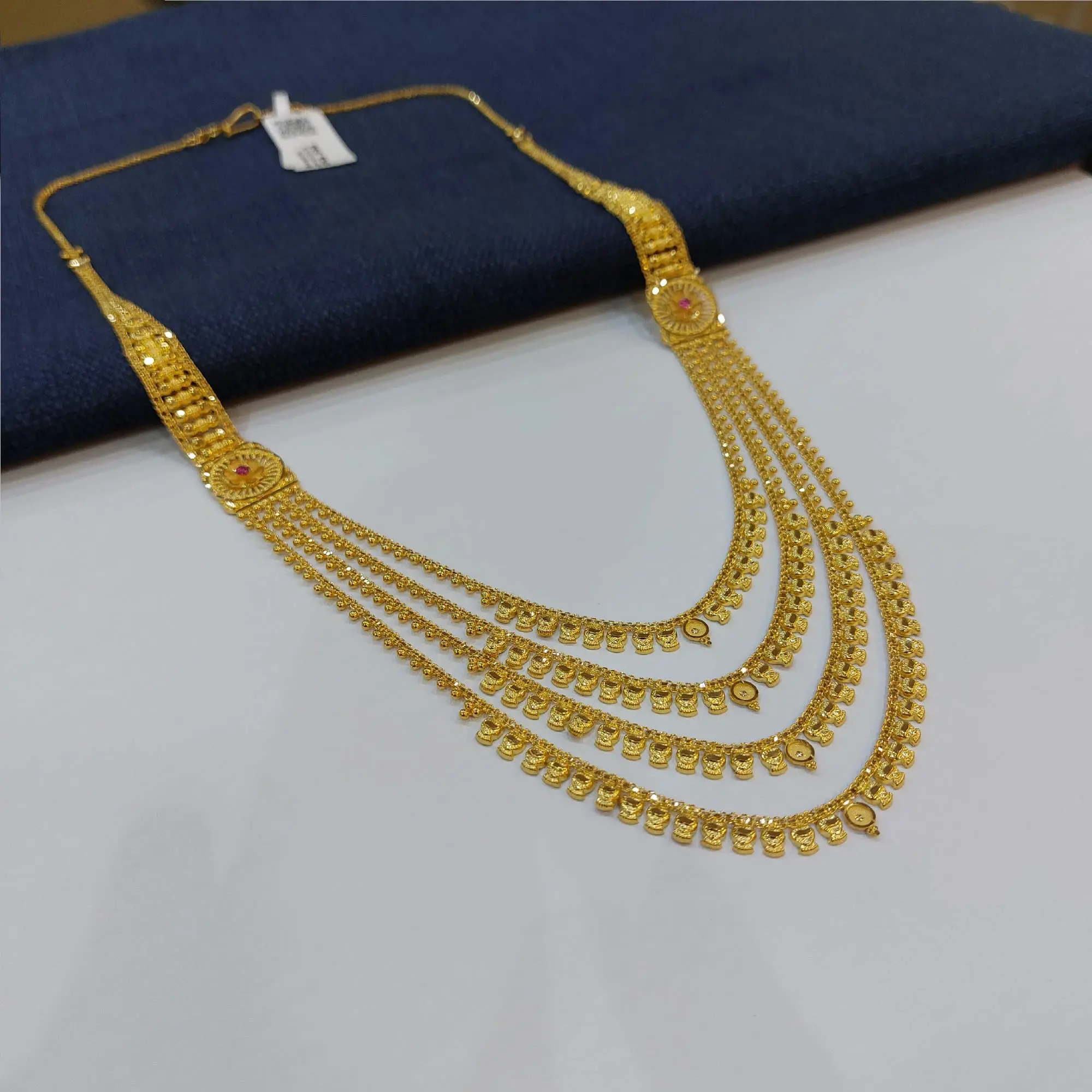Gold Necklace With Red Color Stone