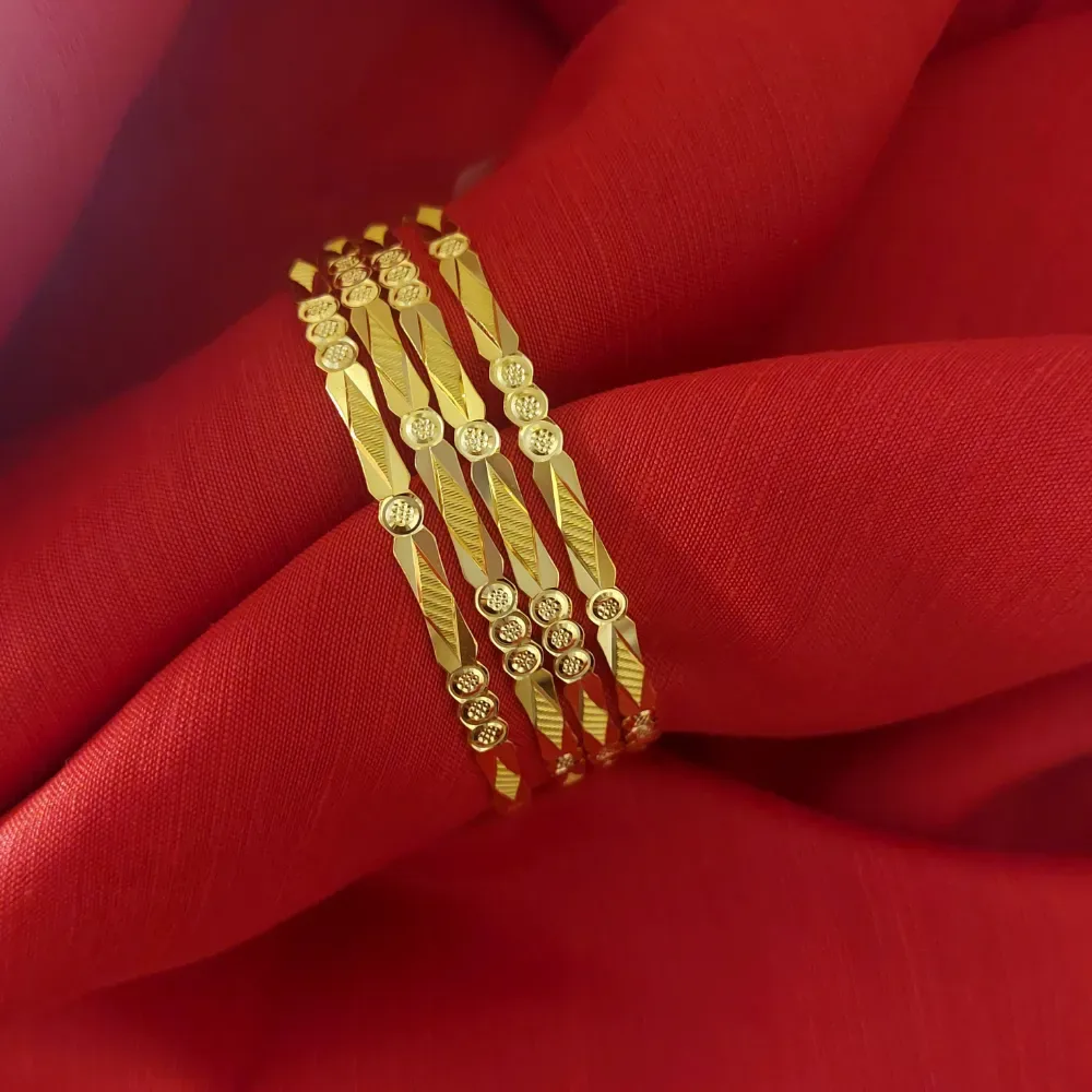 Classy  22K Hallmarked Gold Bangle with Rhodium Finish