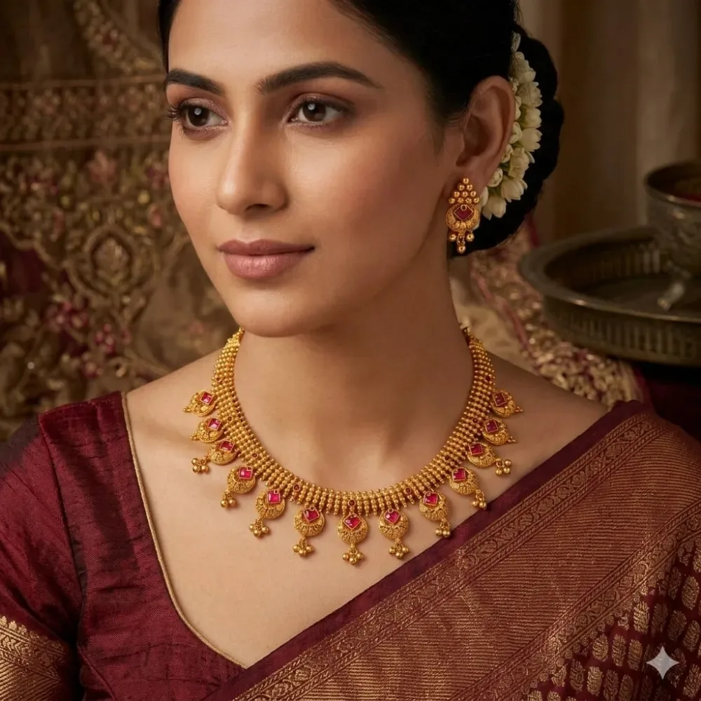 22k Gold Temple Necklace Set
