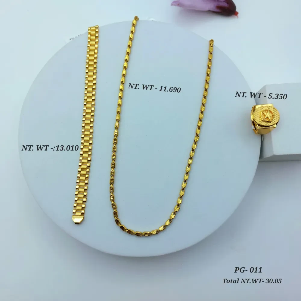 Stylish 22k Gold Men's Jewellery Combo Set