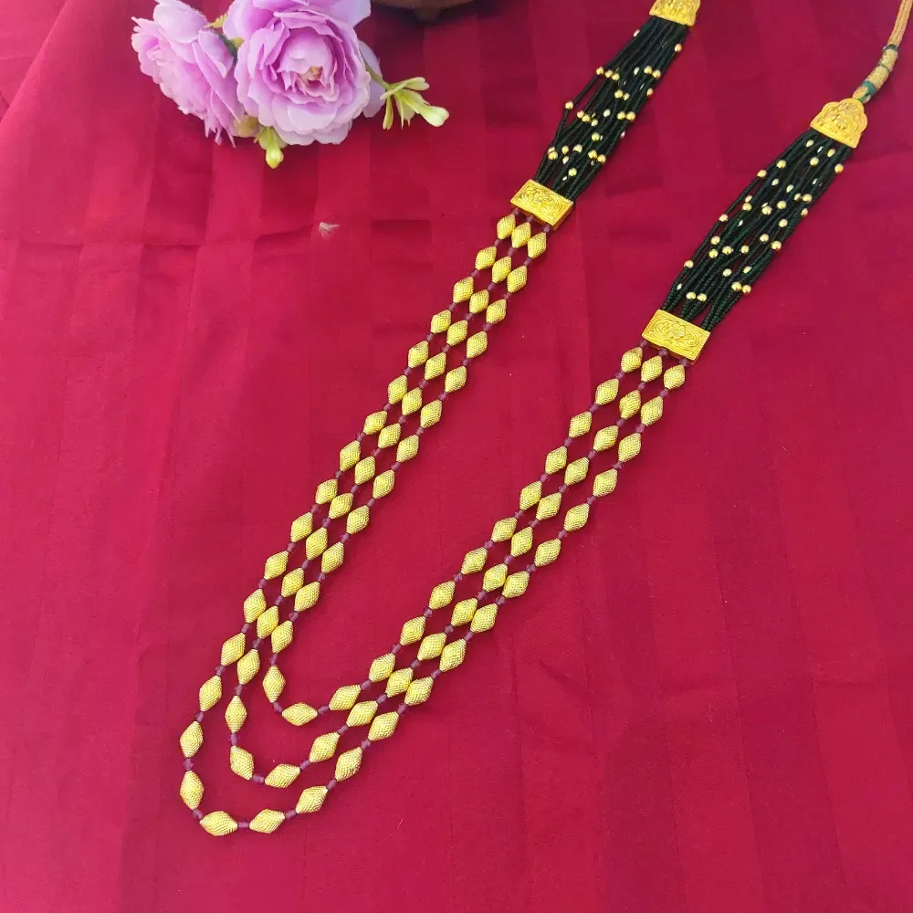 Triple layer Thushi  long Necklace
