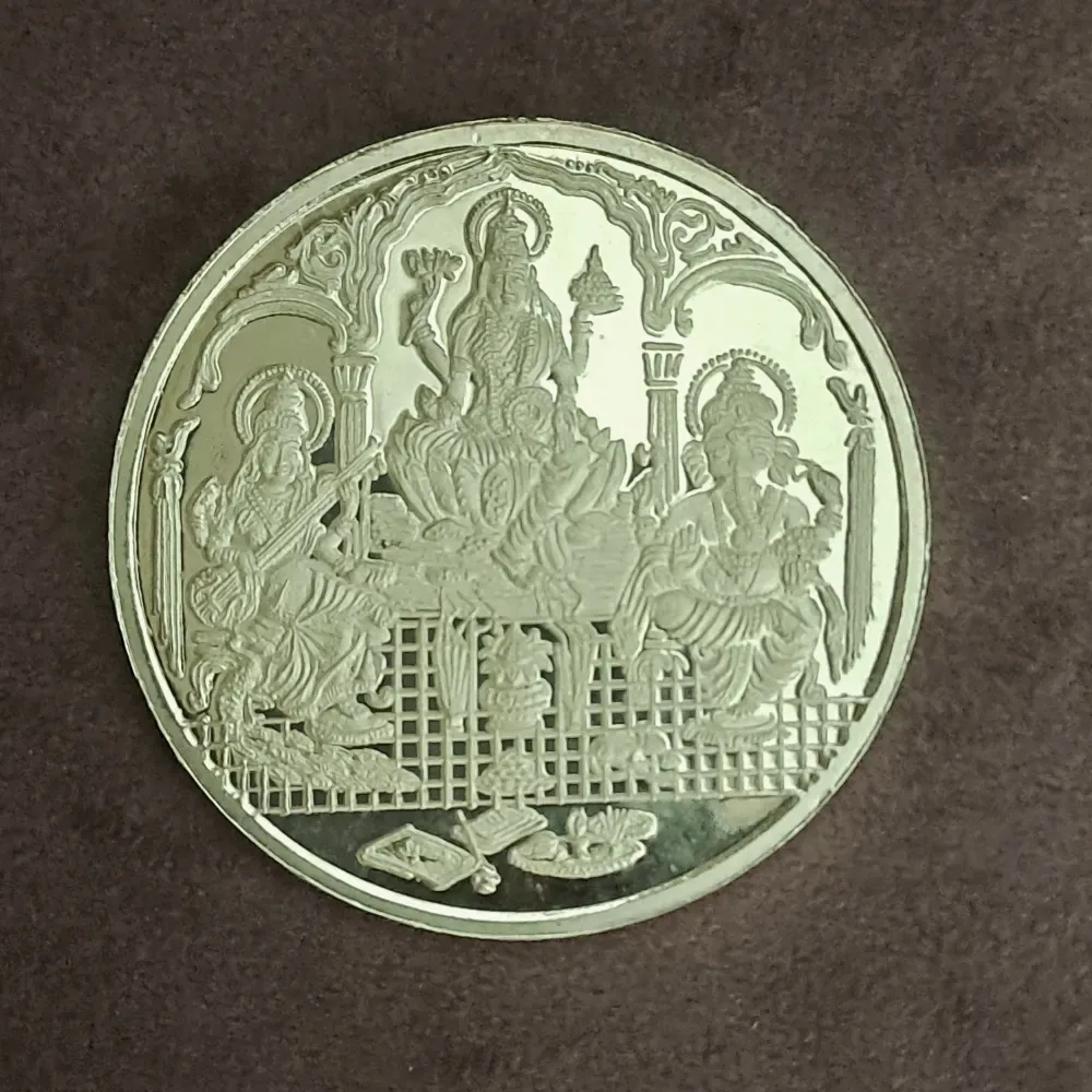 Laxmi Ganesh sarswati silver coin