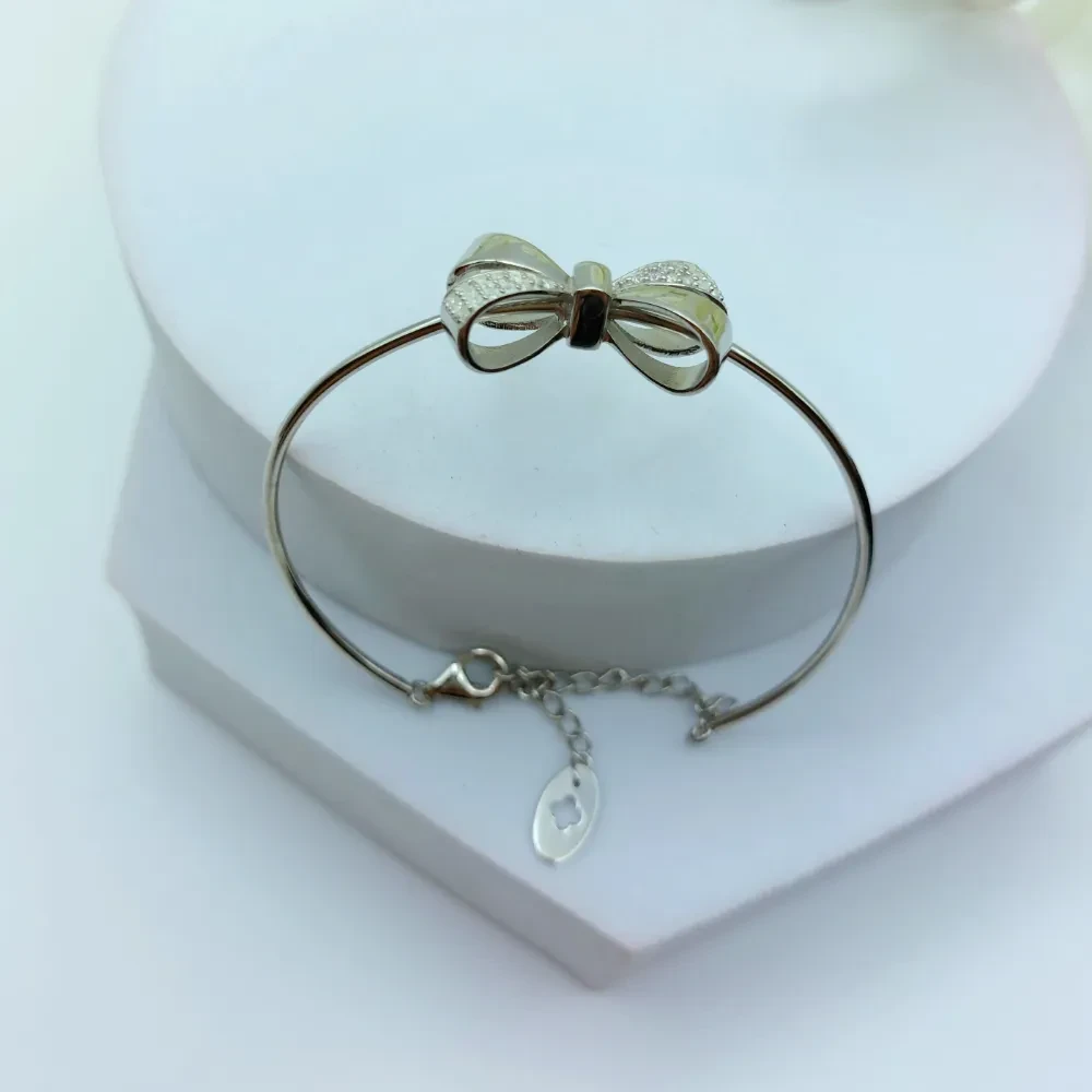 Minimalist Bow Silver Bracelet