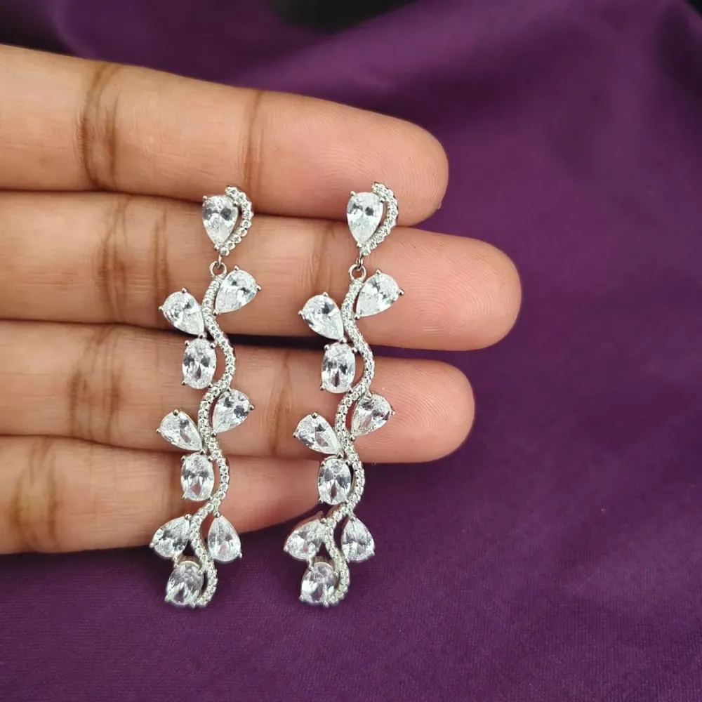 Cz Diamond Silver Earring