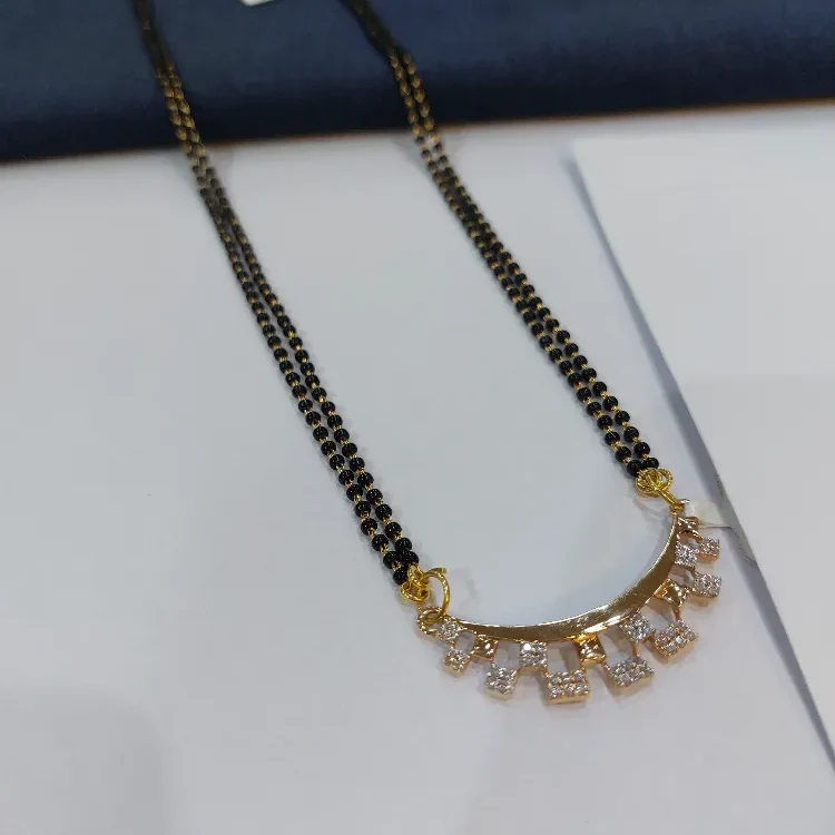 Black Beeds Mangalsutra  With Rose Gold Pendant