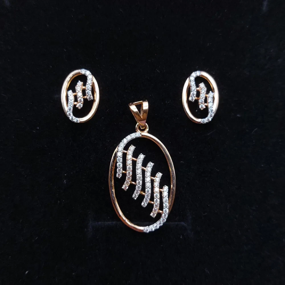 Rose Gold Wave Elegance Pendant Set