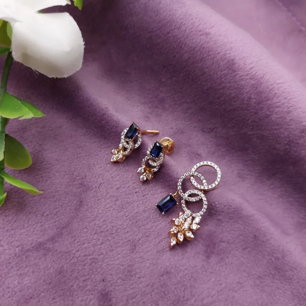 Blue Sapphire Floral Elegance Pendant Set