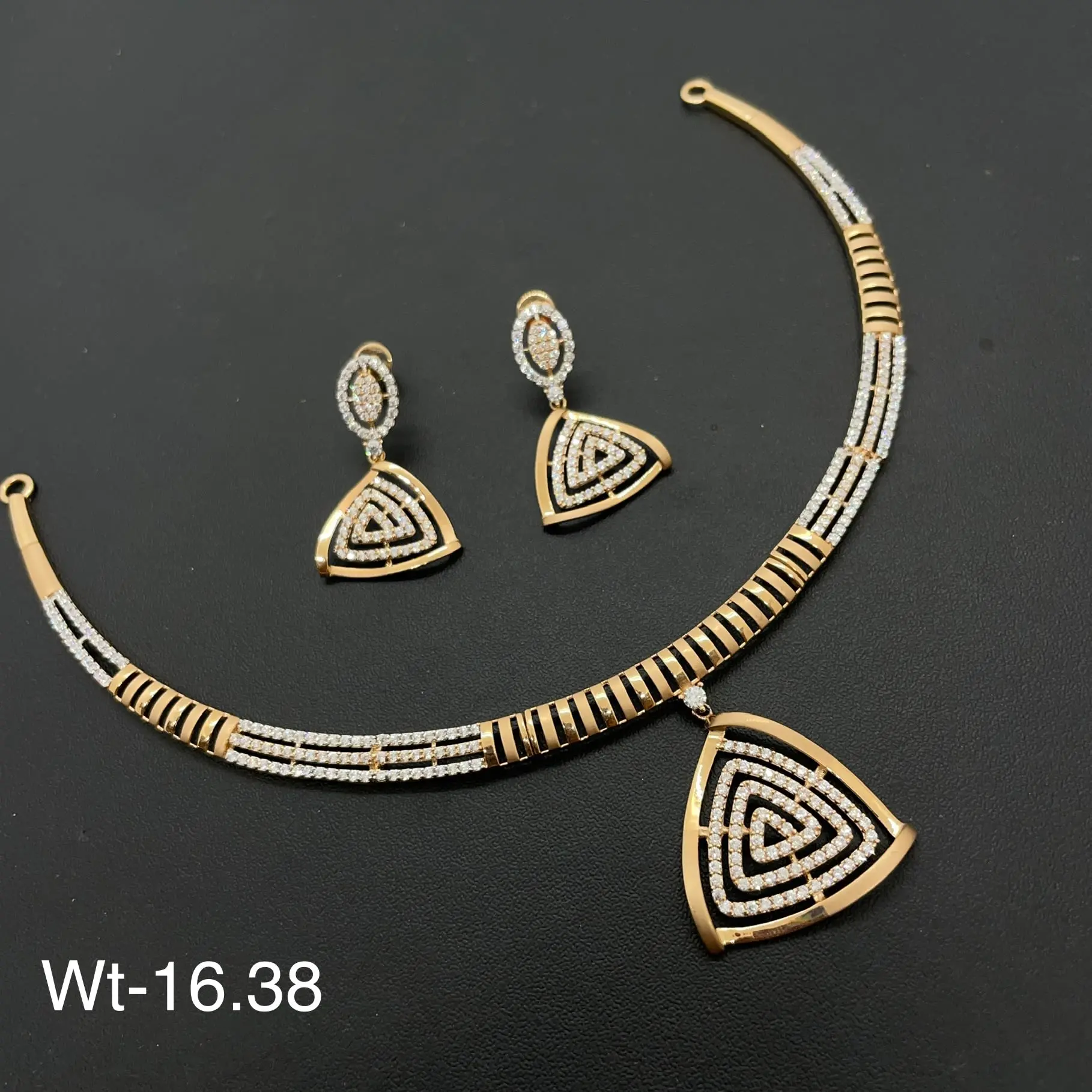 Trendy Rose Gold American Diamond Necklace