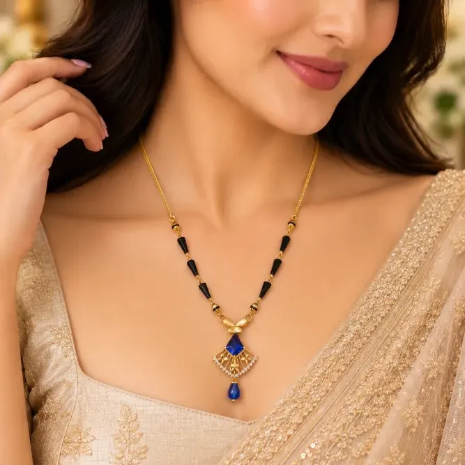Elegant Blue Teardrop Mangalsutra