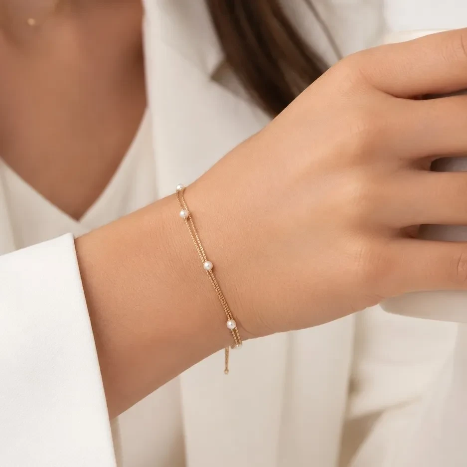 Minimalist Pearl Silver bracelet