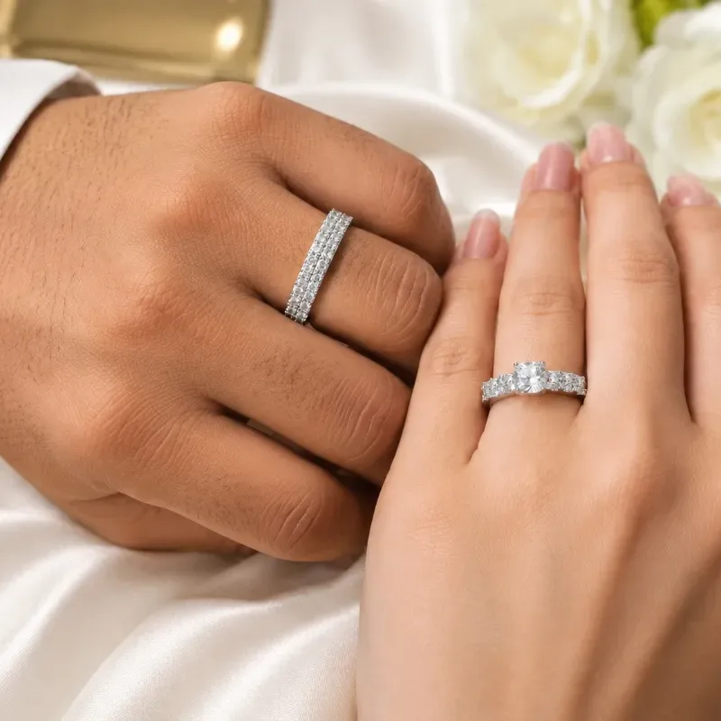 925 Silver Double Band Solitaire Ring