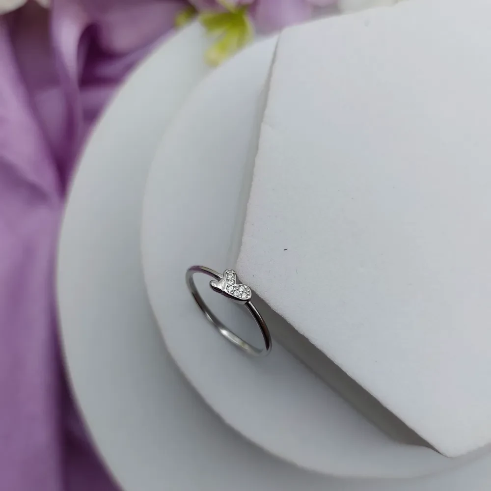 Delicate Heart CZ 925 Silver Ring