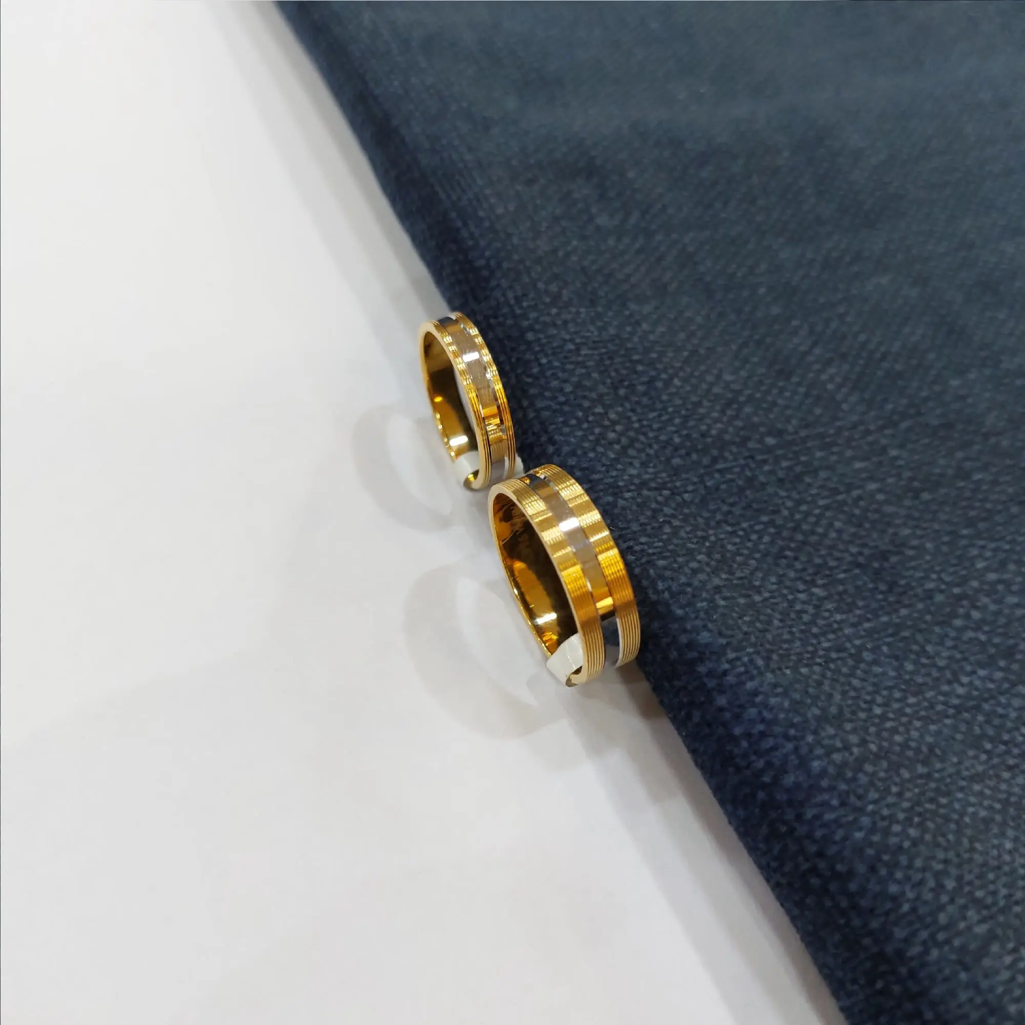Trendy Couple Rings With White Polish