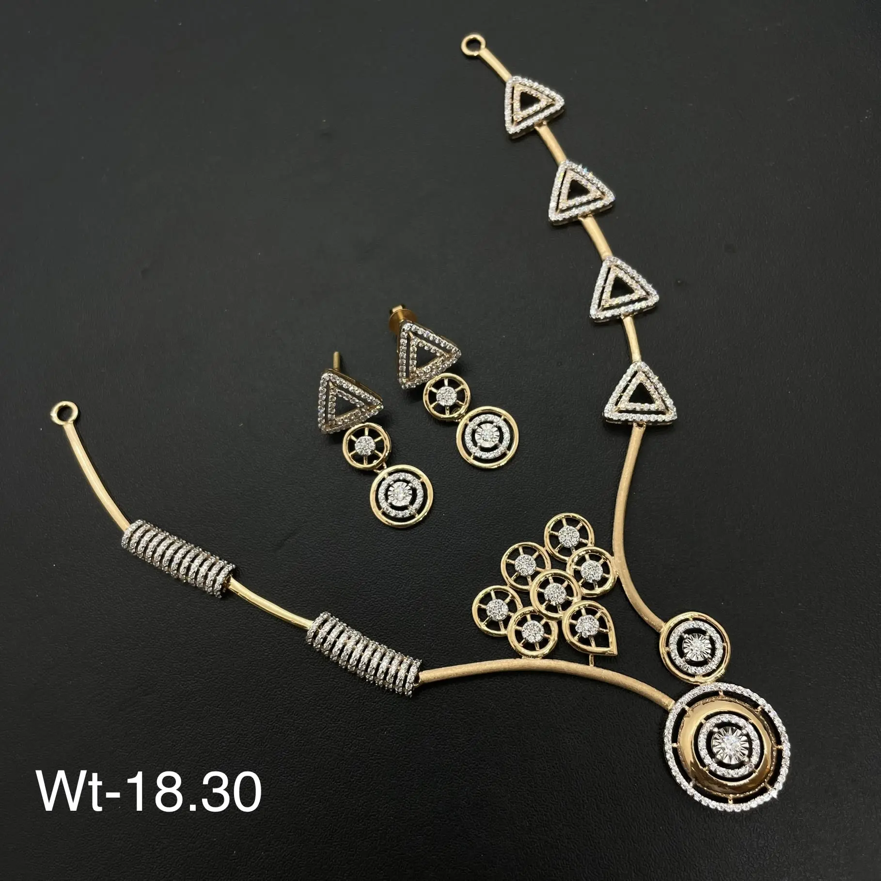 Trendy Rose Gold With American Diamond Necklace