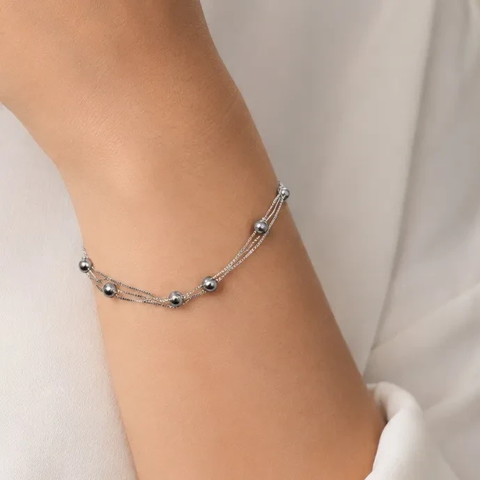 Trendy multi Layer Silver Bracelet