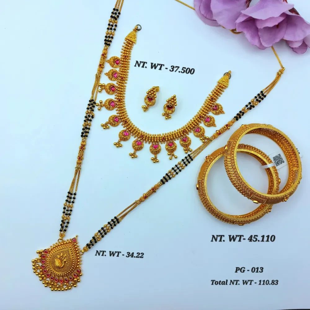 Temple Bridal Jewellery Combo Set in 22K Gold