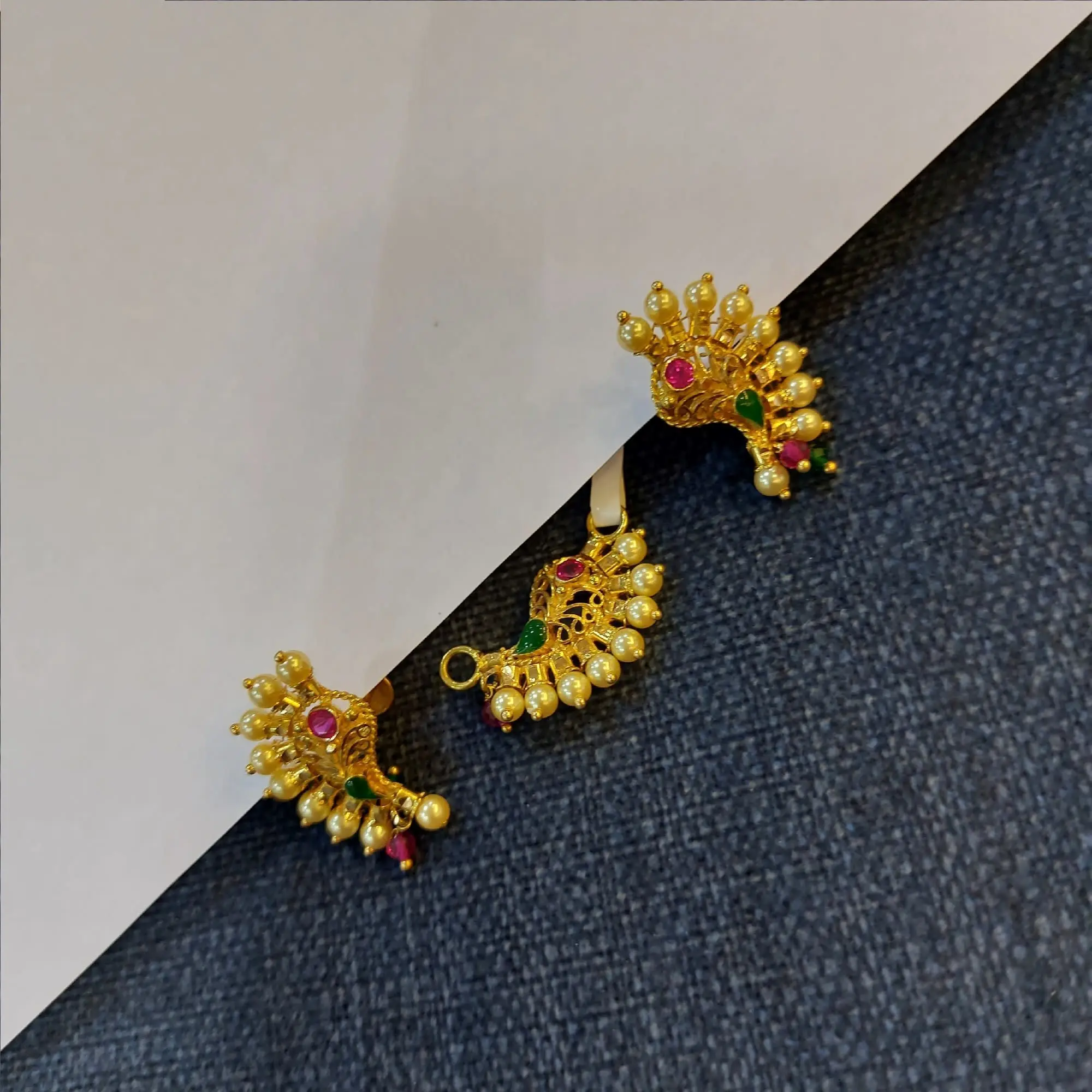 Trendy  Treditional  Moti Nath Style Pendant Set