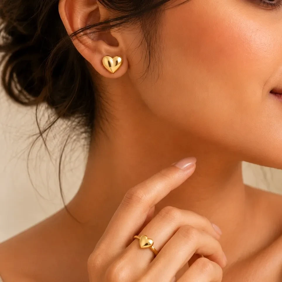 Classy Heart Ring & Earring Set