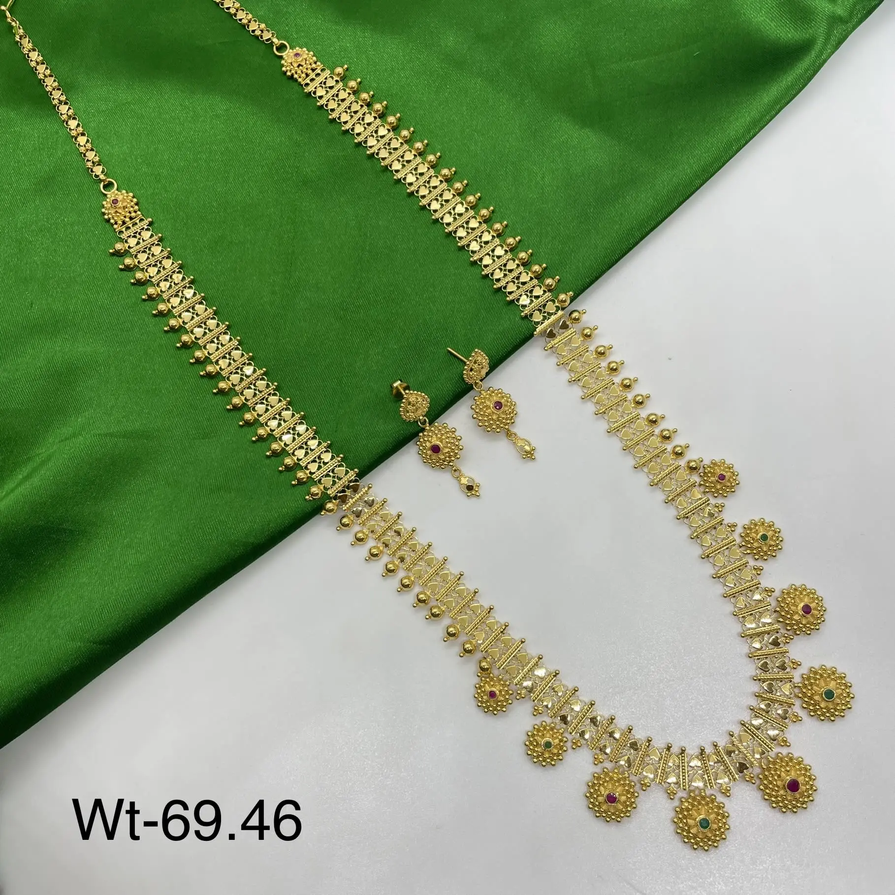 Long Chandan Haar With Colour Stone