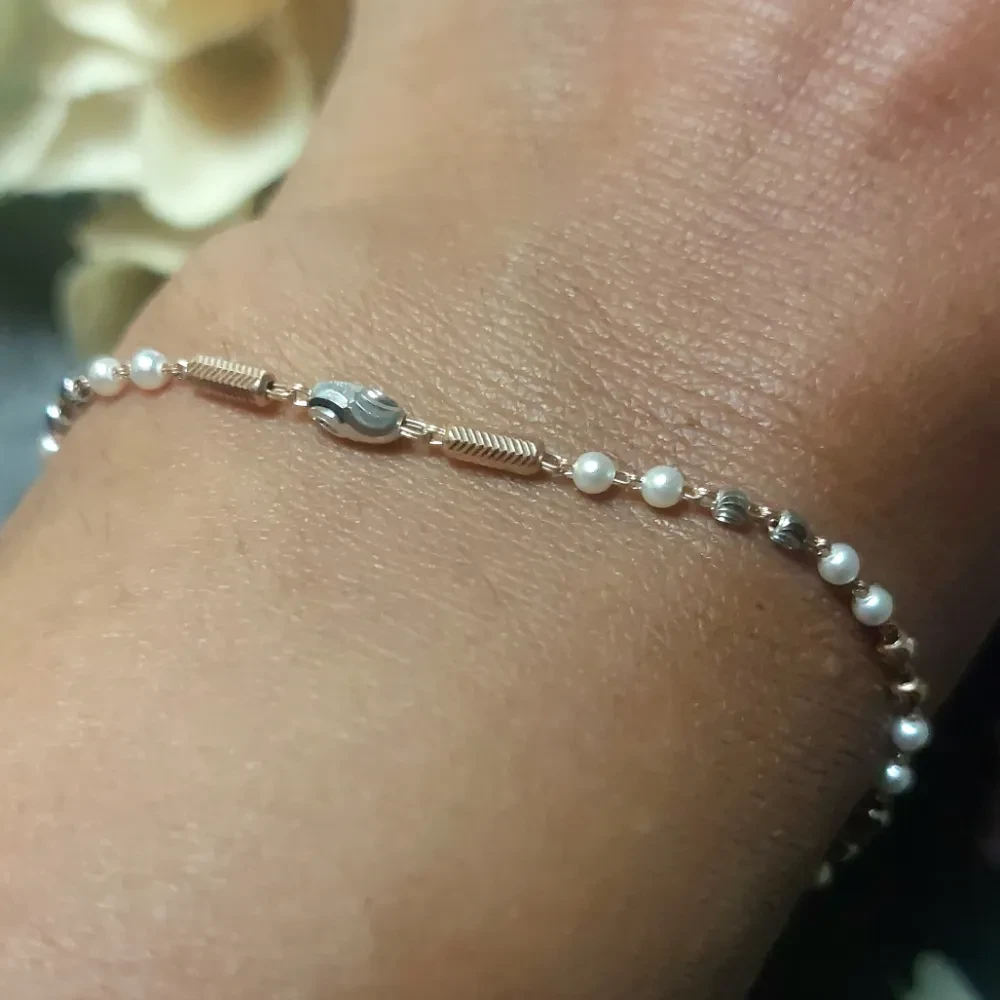 18kt Rose Gold Pearl Bead Bracelet