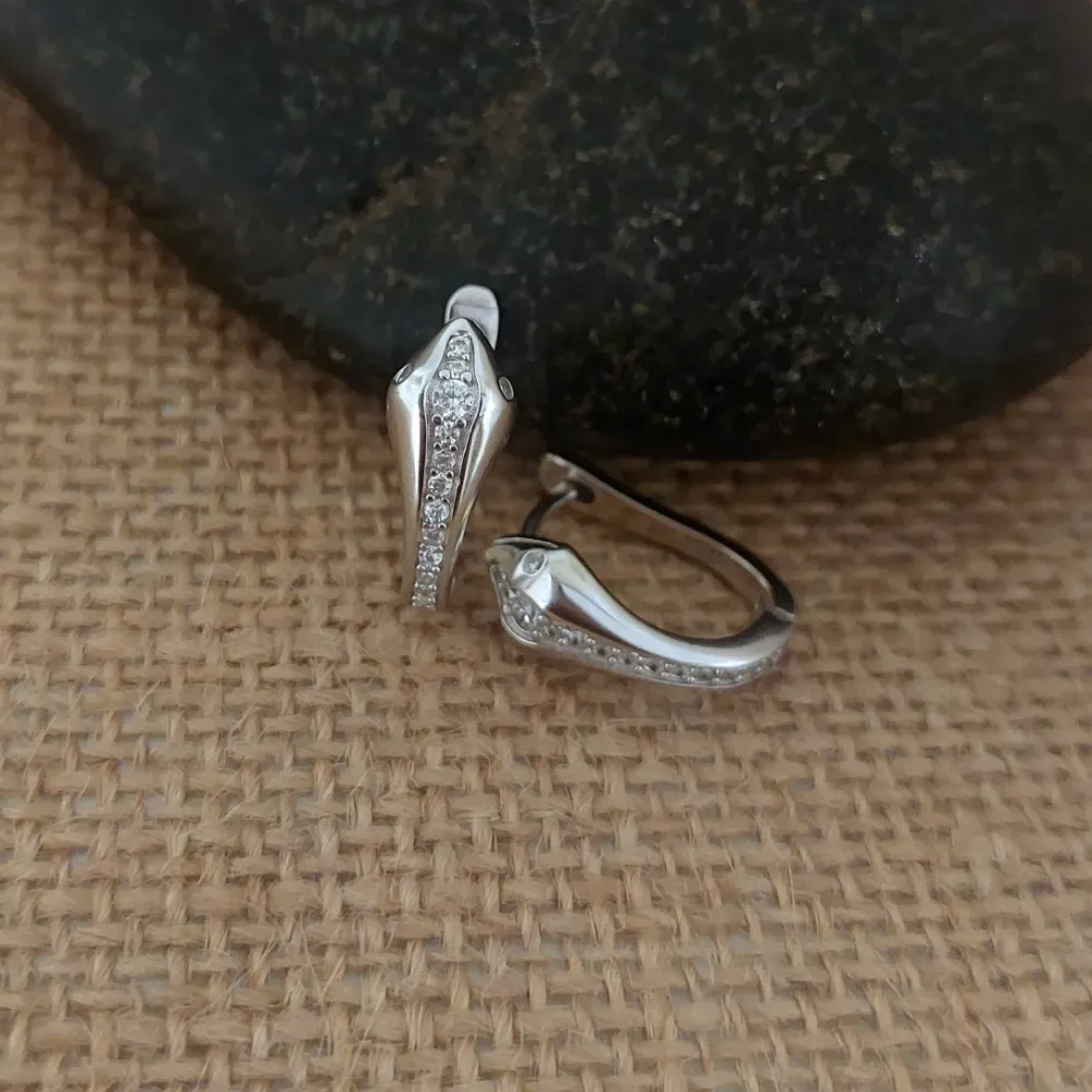 Snake Silver Huggie Earring