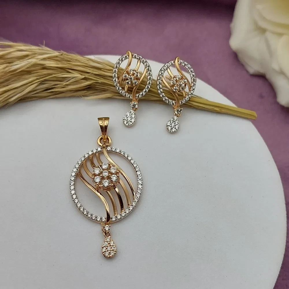 Elegant Rose Gold Floral Pendant Set