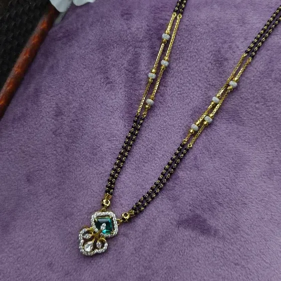 Elegant Emerald Floral Mangalsutra
