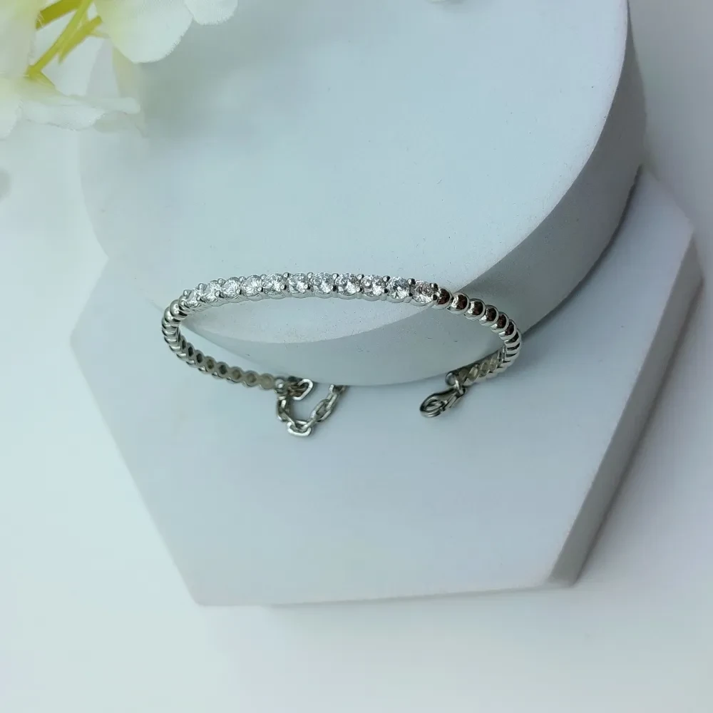 Elegant Diamond-Style Silver Bracelet