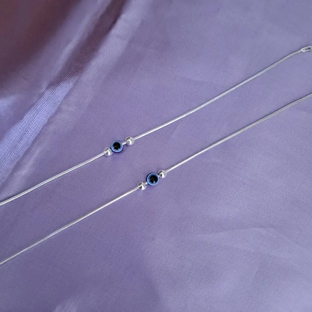 Single Evileye Beads Silver Payal