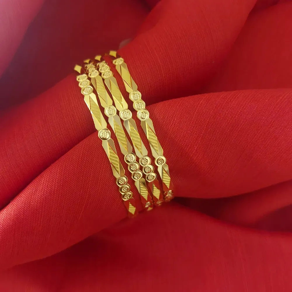 Classy  22K Hallmarked Gold Bangle with Rhodium Finish