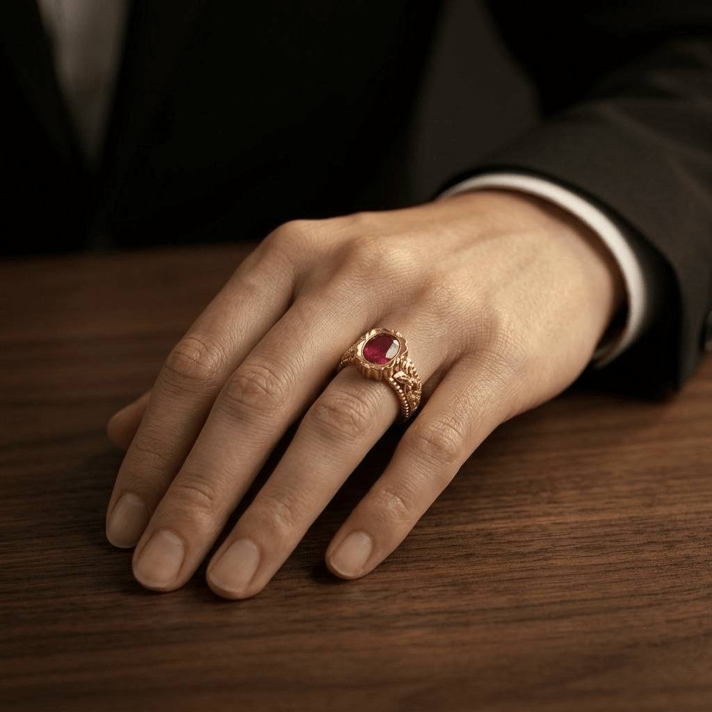 Traditional Antique Red Stone Ring