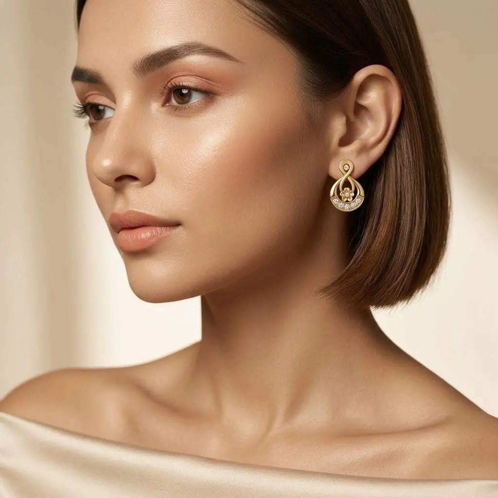 Infinity With Flower Drop Earring