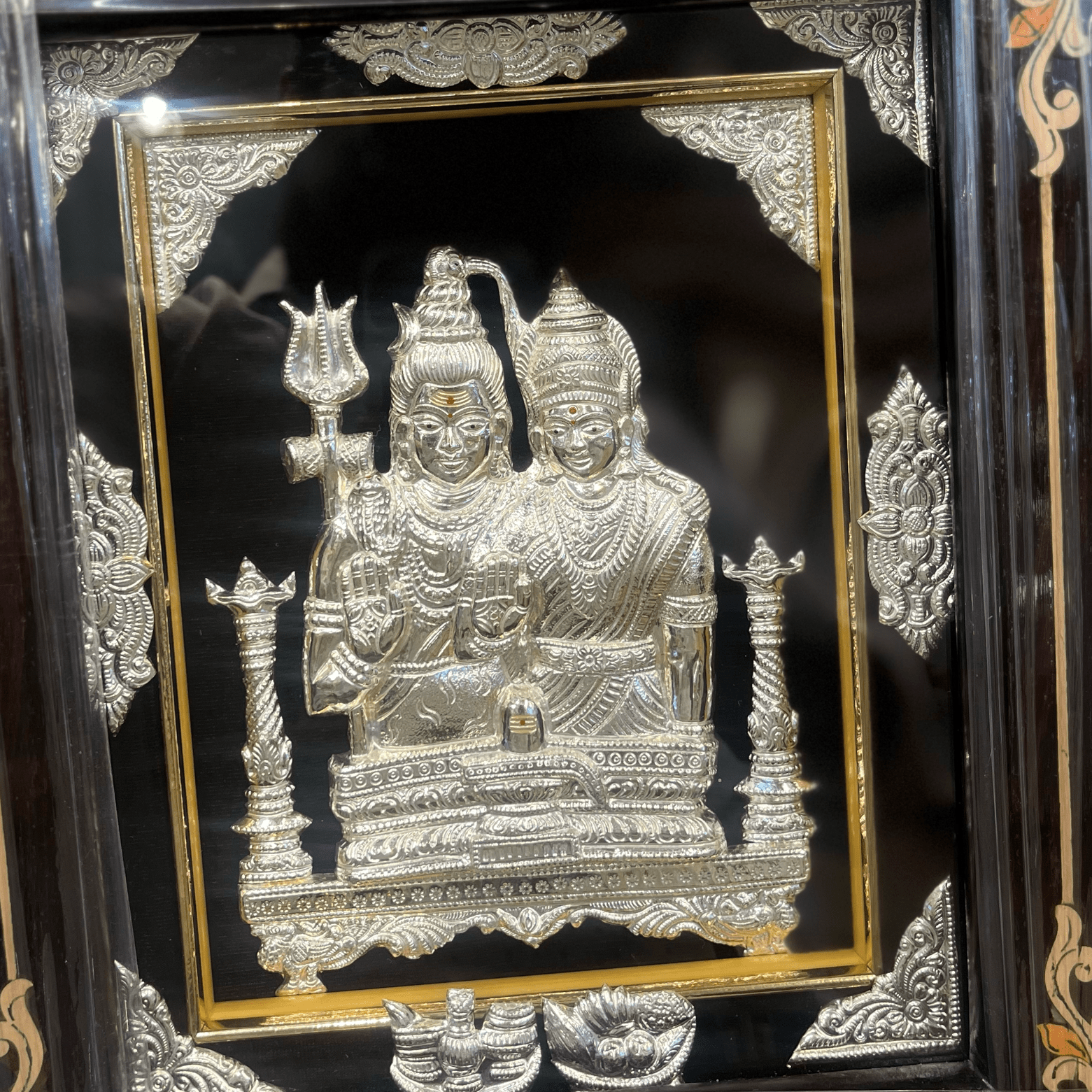 Shiva Parvathi Silver Idol Frame