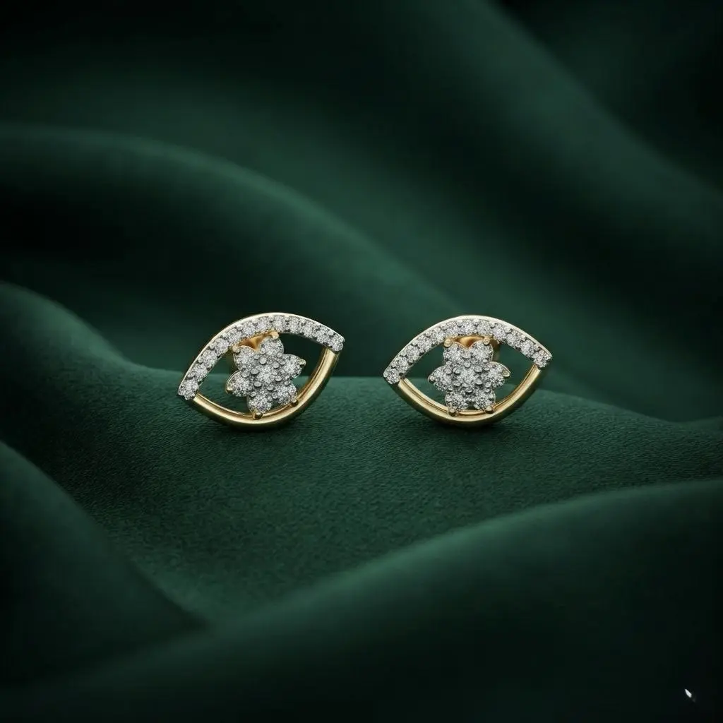 Oval With Star Shaped Diamond Studs 36Diamonds
