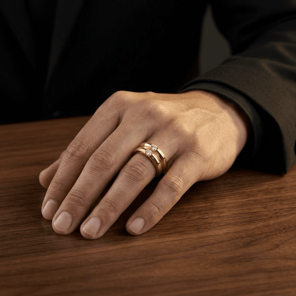 2 Layer Ring with Stone