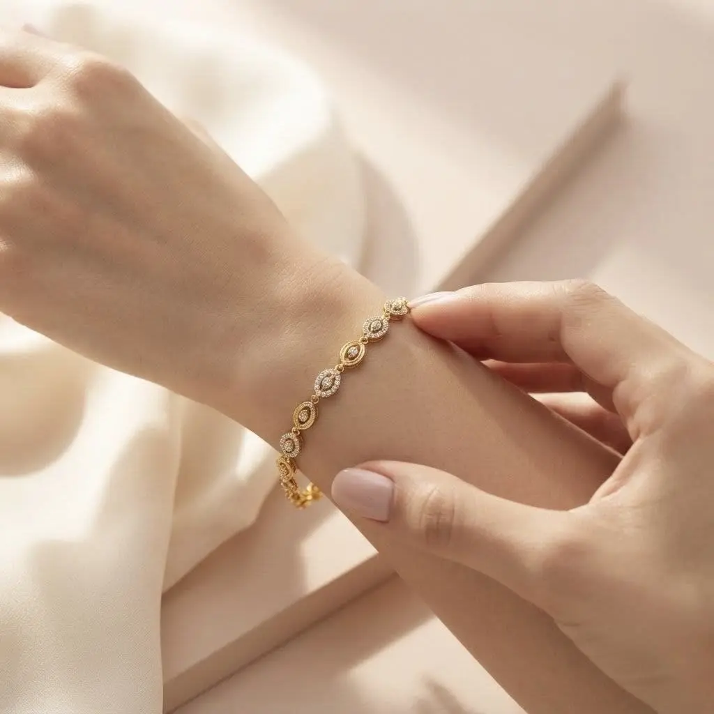 Alternate Round Cz Stone Bracelet