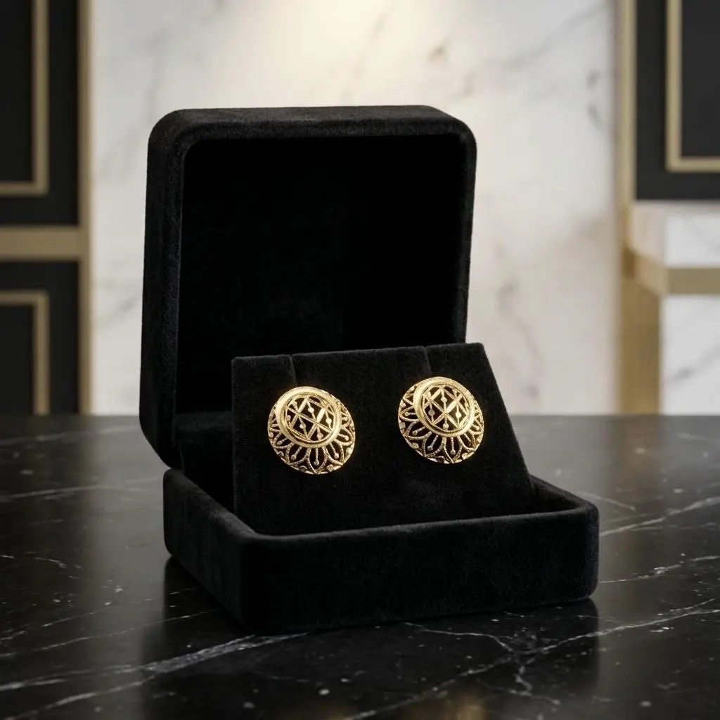 Round Leaf Cutting Earring