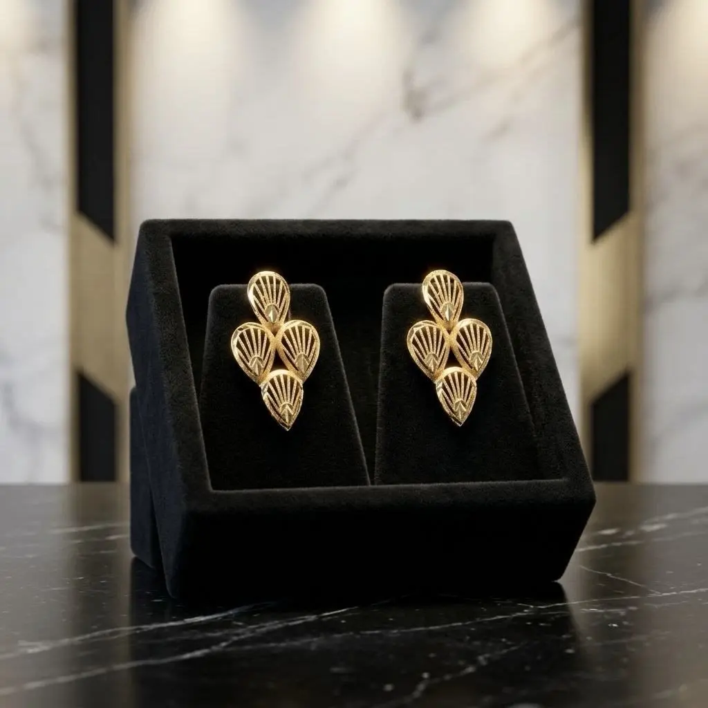 4 Golden Leaf Earring