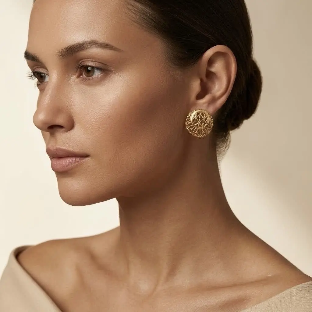 Round Leaf Cutting Earring