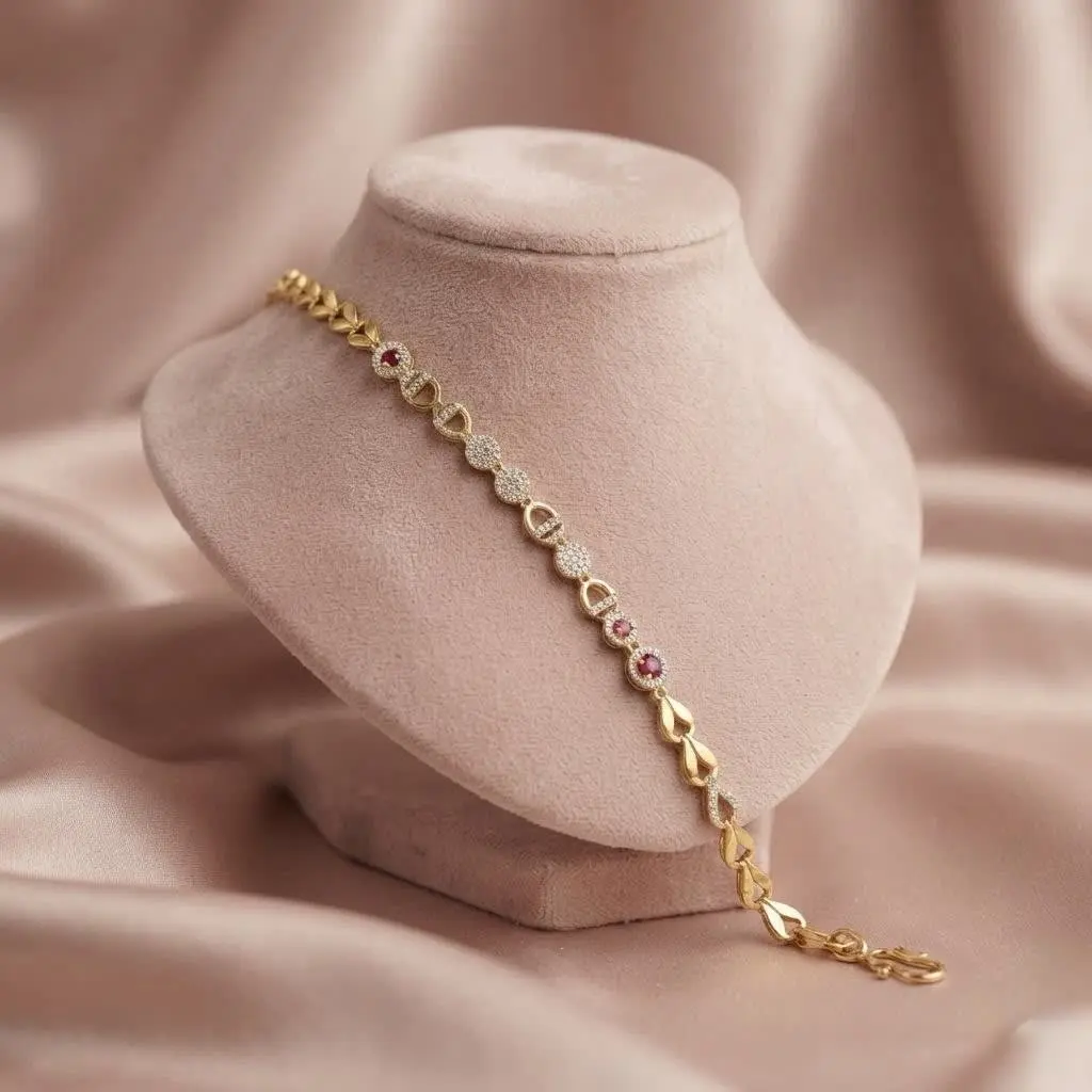 Red And White Stone Combination Braclet