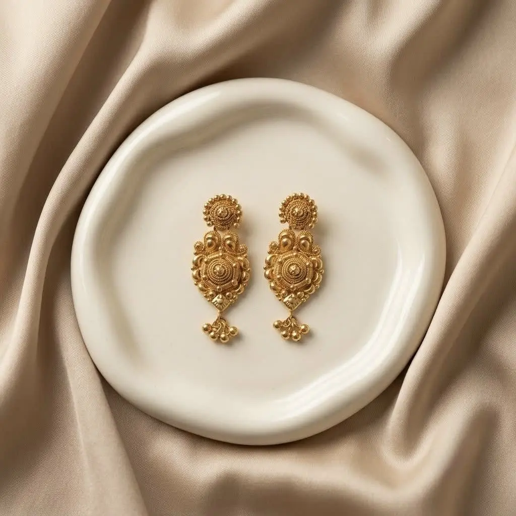 Traditional ornate floral drop earrings