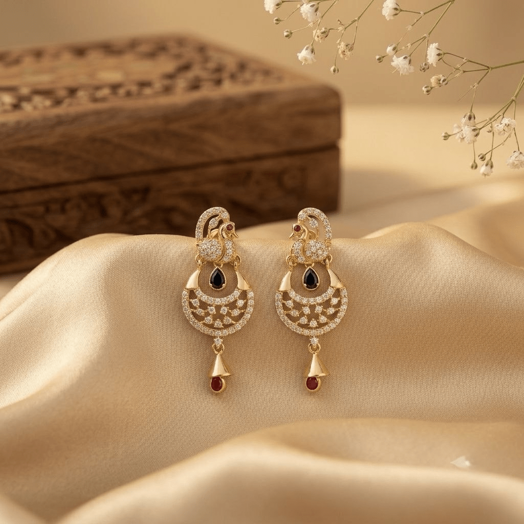 Peacock with white Stone Drops
