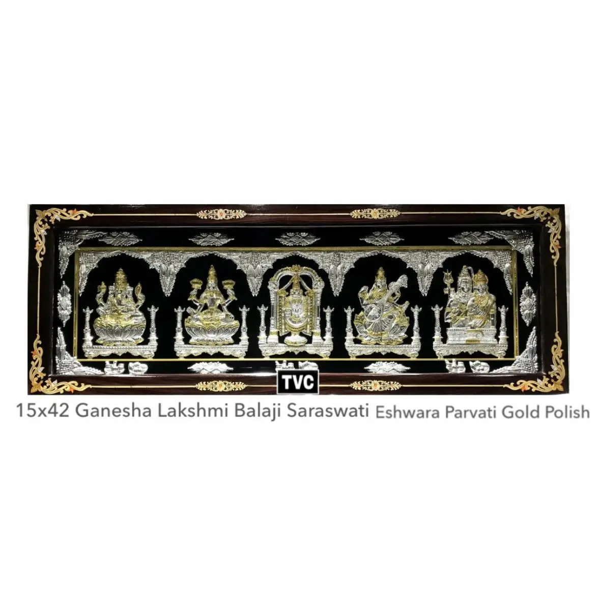 15x42 Ganesh Lakshmi Balaji Saraswathi Eshwar Parrvathi Gold Polish