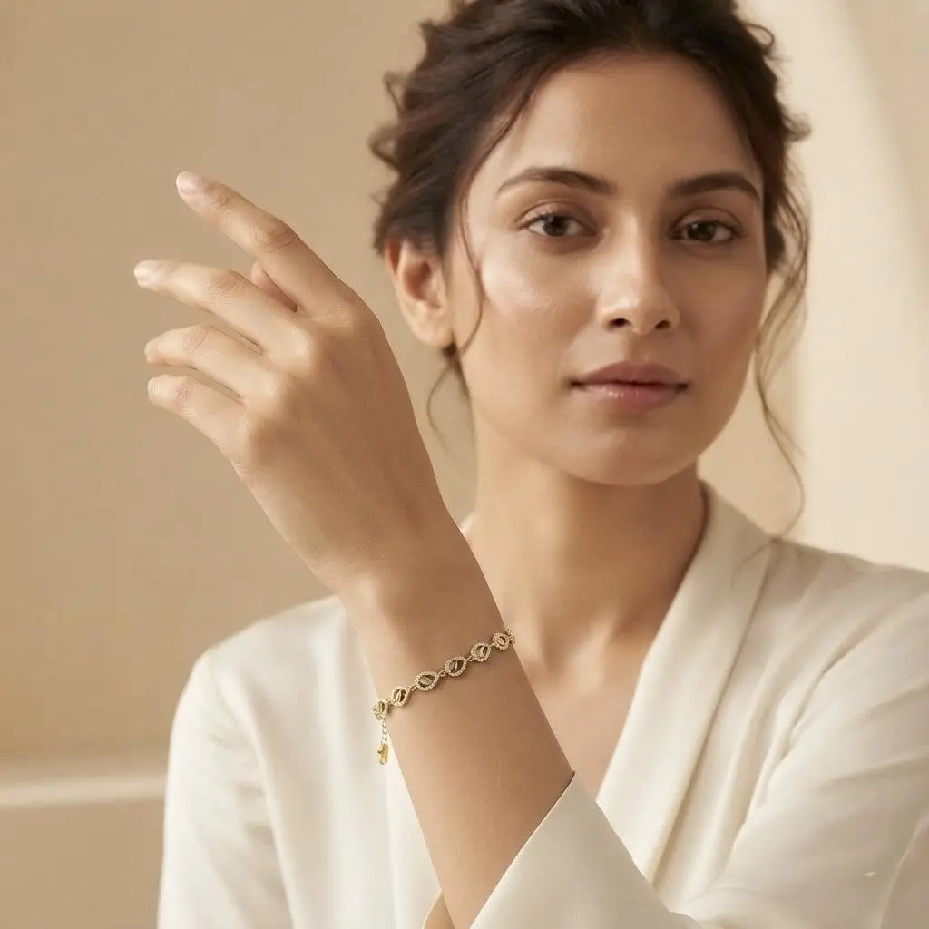 White Stone With Leaf Bracelet