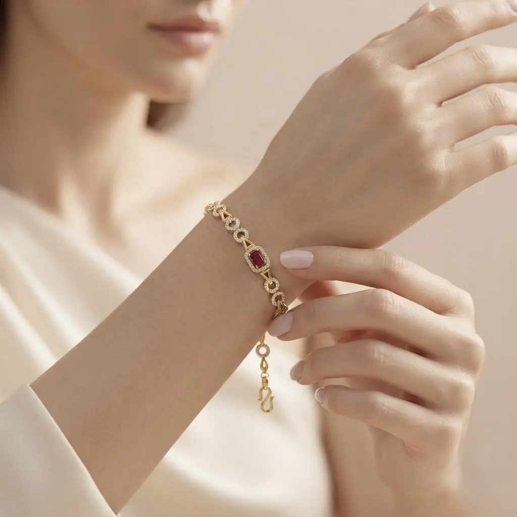Cubic Red Stone Bracelet