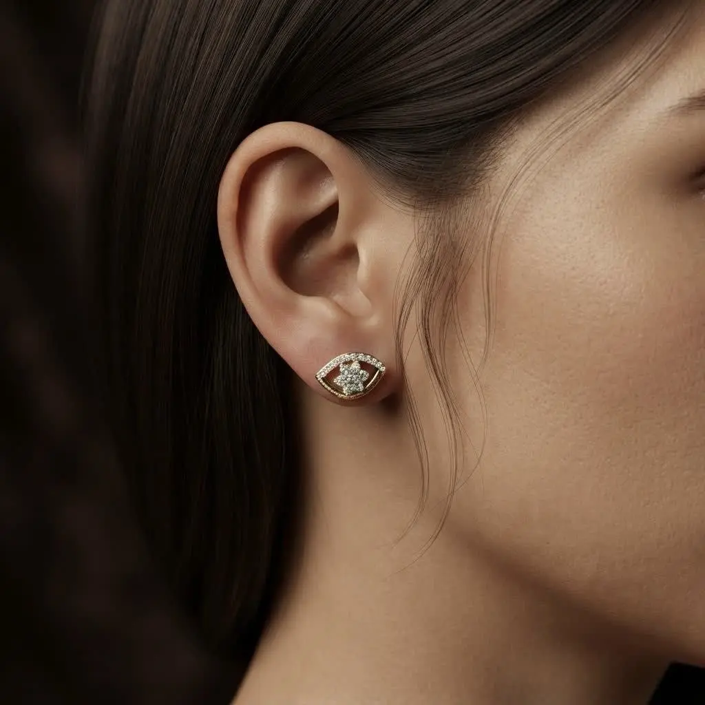Oval With Star Shaped Diamond Studs 36Diamonds