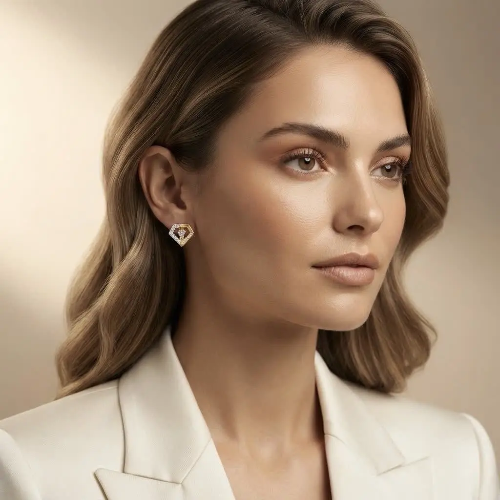 Diamond Half Stone Earring